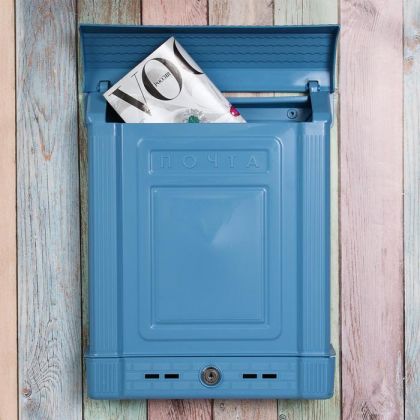 Ящик почтовый «Ретро», пластиковый, с замком, синий, 38,5 х 30 х 7,5 см