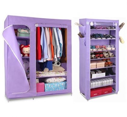Комплект тканевых шкафов Гардероб и Элис, фиолетовый