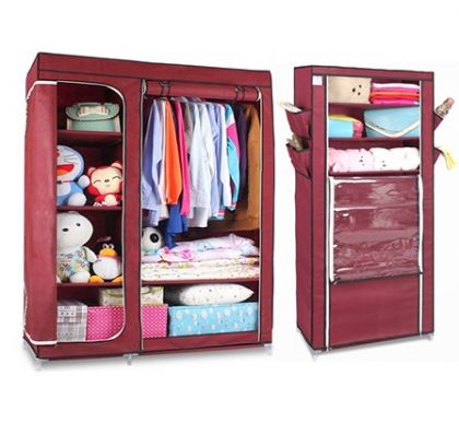 Комплект тканевых шкафов Гардероб и Элис, бордовый